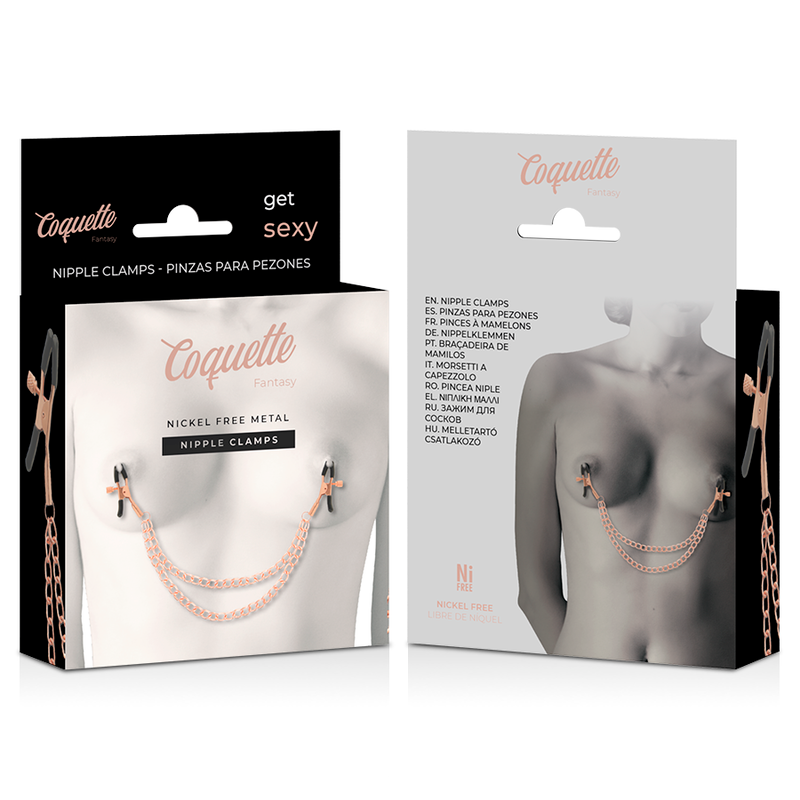 Morsetti per capezzoli CON catena Pinzette per capezzoli NIPPLE CLAMPS COQUETTE FANTASY