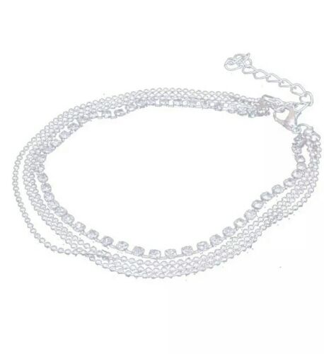 Cavigliera bracciale con brillantini silver Donna Sexy bigiotteria