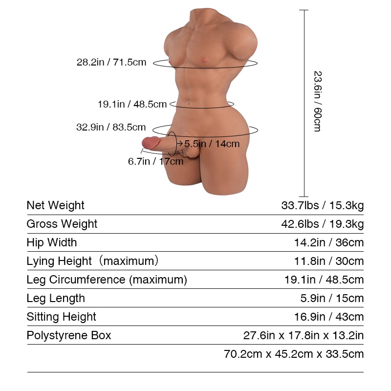 Mark busto uomo Bambola del Sesso Sex Doll Realistica Torso Maschile 15,3 kg Tantaly Sex Doll