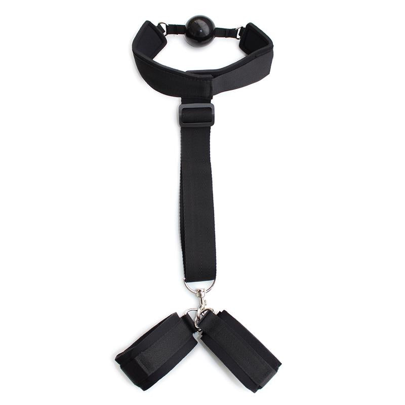 Ball gag+Manette cinghie costrittive sottomissione Bondage morso bavaglio bdsm