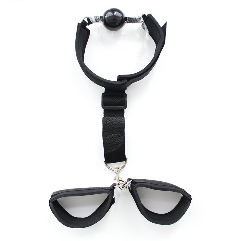 Ball gag+Manette cinghie costrittive sottomissione Bondage morso bavaglio bdsm