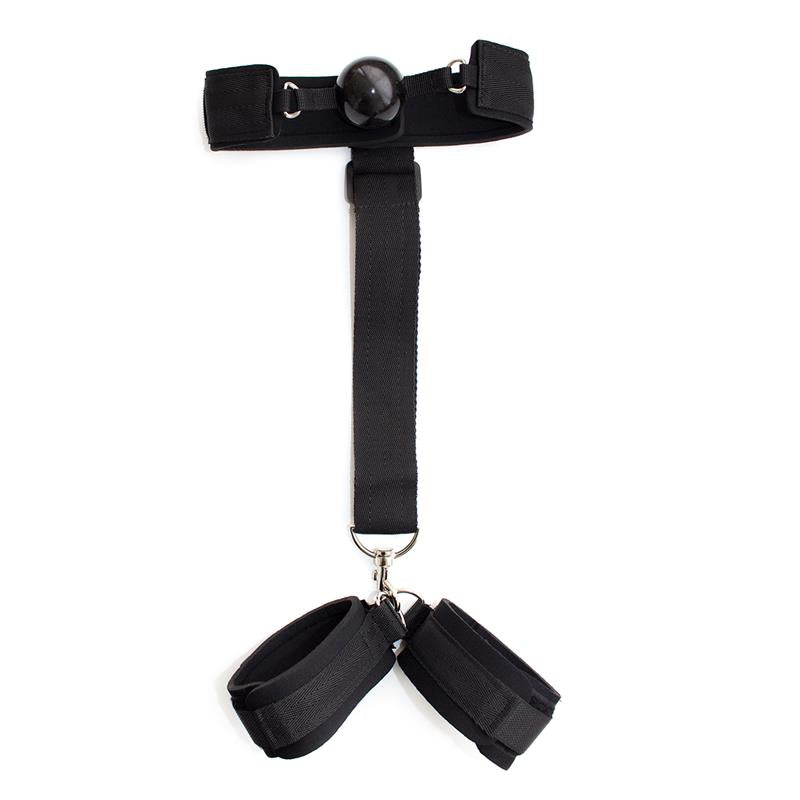 Ball gag+Manette cinghie costrittive sottomissione Bondage morso bavaglio bdsm