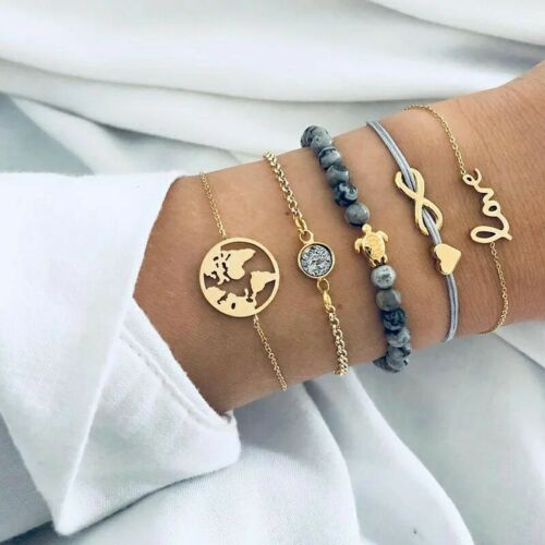 lotto bigiotteria bracciali coordinato 5 pezzi bracciale love infinito tartaruga