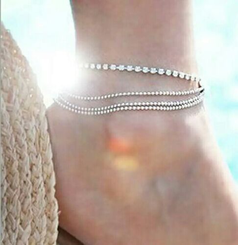 Cavigliera bracciale con brillantini silver Donna Sexy bigiotteria